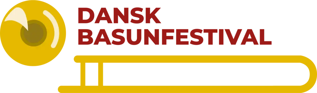 Logo: Dansk Basunfestival. Med basun schallstykke og træk.